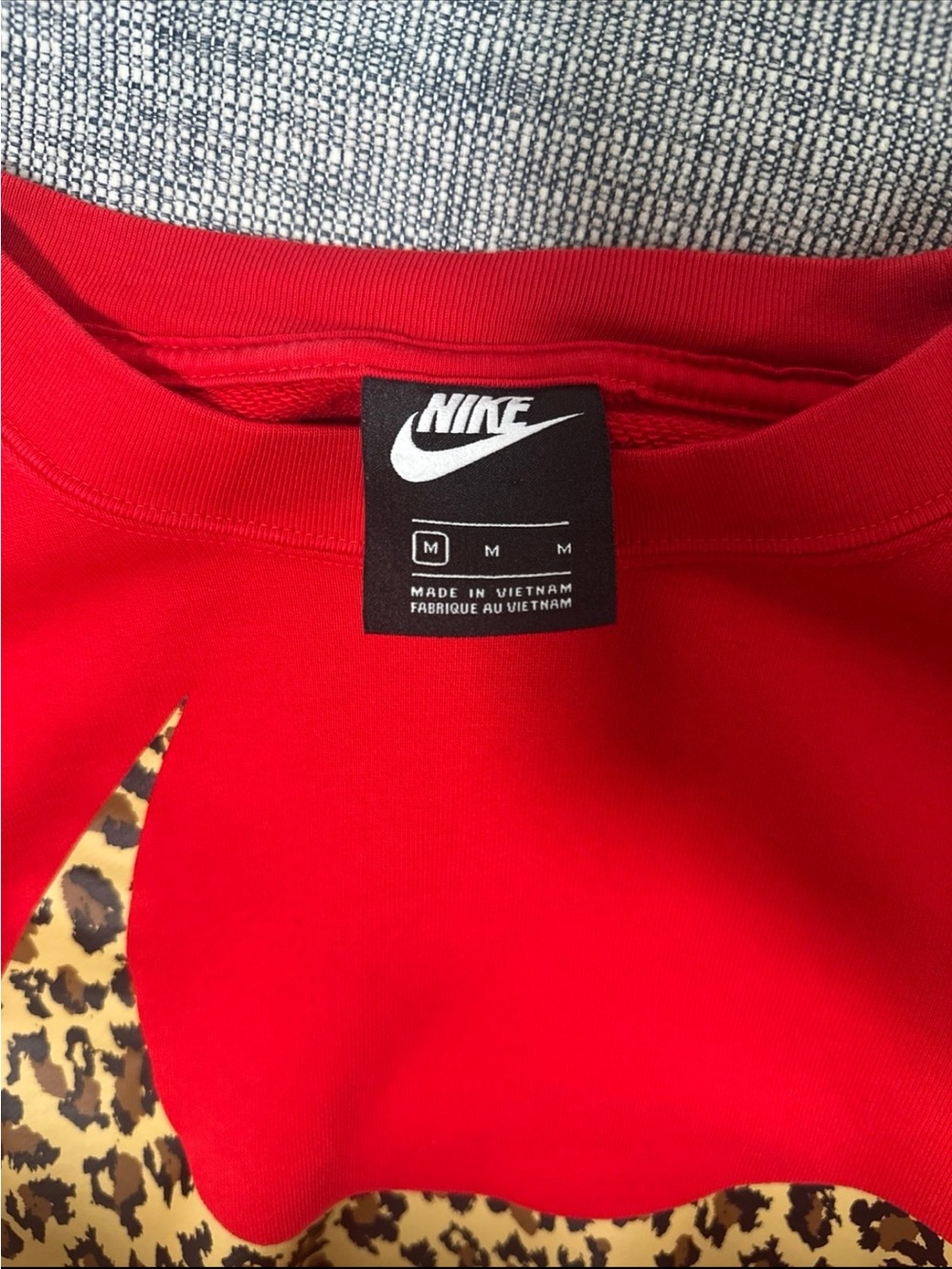 Nike Red Sweatshirt with Leopard-Print Swoosh - Picture 3 of 3